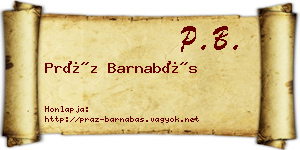 Práz Barnabás névjegykártya